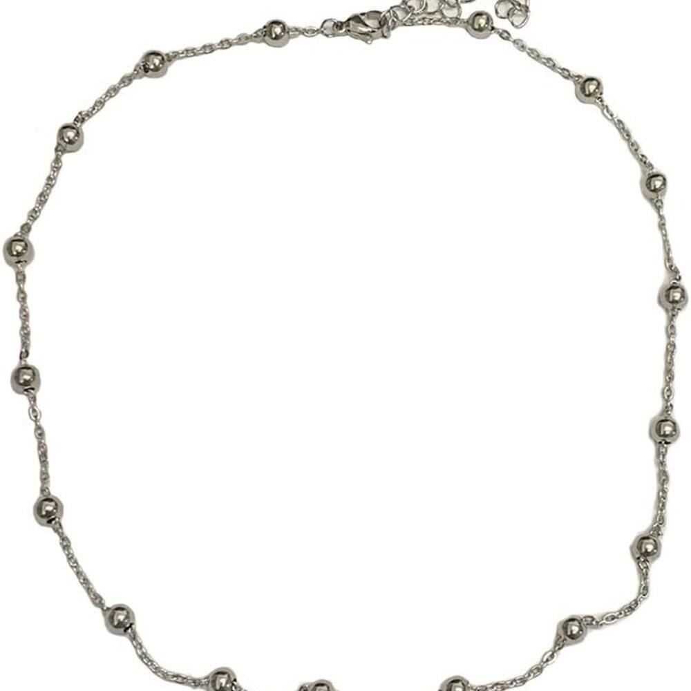 5mm Ball Bead Necklace Stainless Steel Choker Pendant Necklaces for Women Vintag
